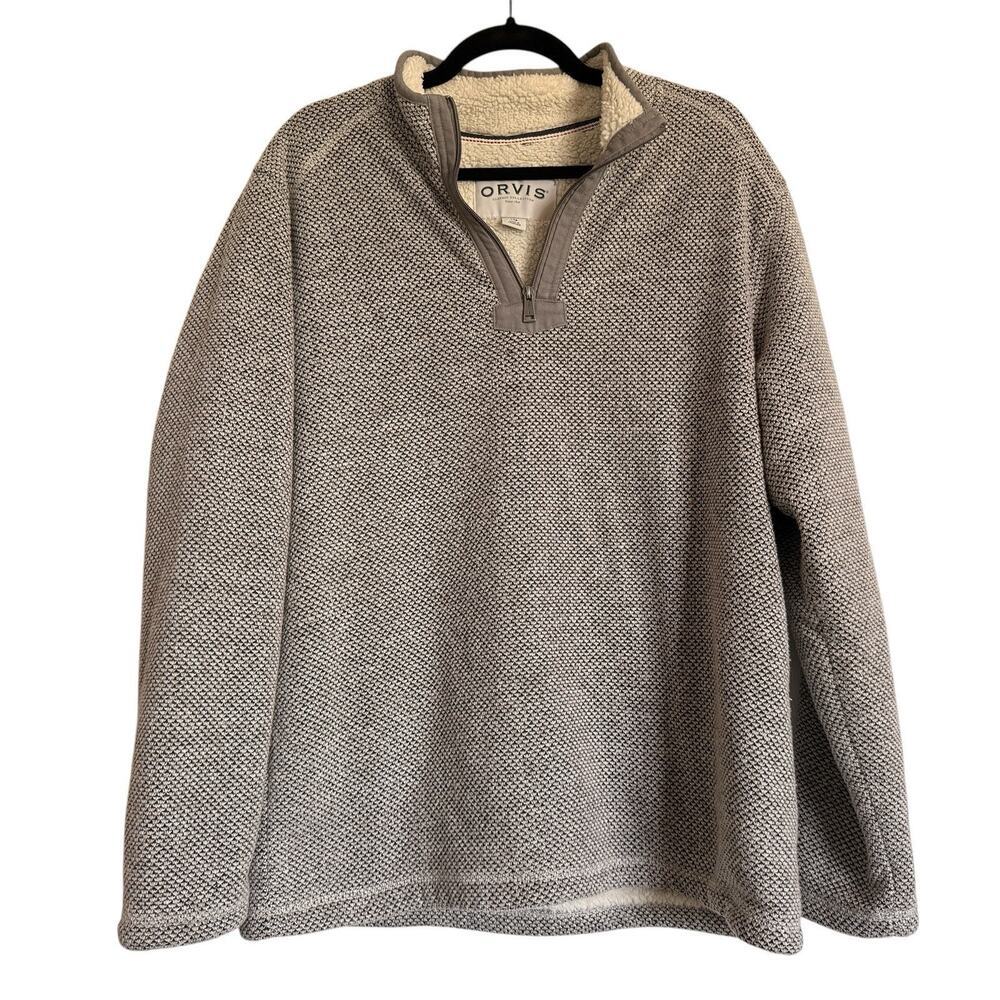 Orvis‎ Sz Lg Sherpa Lined 1/4 Zip Outdoor Cabincore Fishing Warm